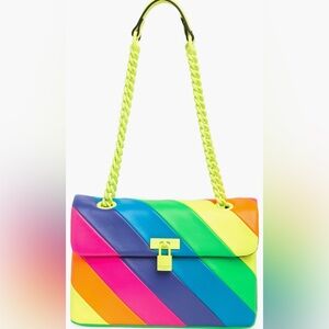 Kurt Geiger Multicolor Brixton Lock Diagonal Stripe Shoulder Bag